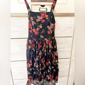 Black and Rust Floral Mini Dress. Women Size Small